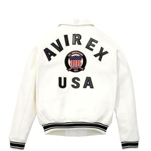 Avirex Snow White Leather Bomber *Difficult to find *